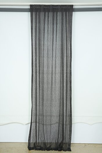 AKÇA TEKSTİL Striped Model Anthracite Color Single Wing Ready-made Planted Pleated Background Curtain 75*260 Cm