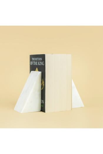 Sümeyra Marble Art White Marble Book Holder 2pcs 10*12 Cm