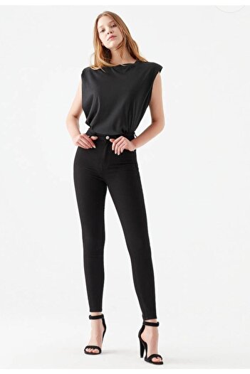 Livik Skinny Jeans Lycra Denim Trousers with Color-Fasting Fabric (pitch black)