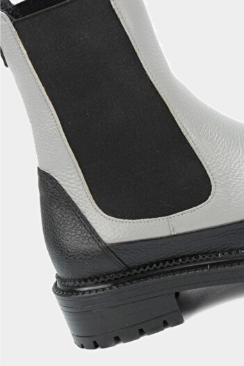 TUNAELLİ Women's Black Gray Genuine Leather Chelsea Boots Size 35-41