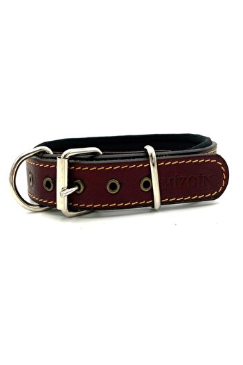 Tasma Market Claret Red Soft Textured Leather Dog Collar Dog Collar