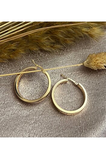 Markiz Takı Gold Hoop Earrings 3 cm