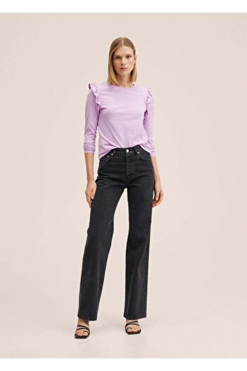 MANGO Woman Ruffle Cotton T-Shirt