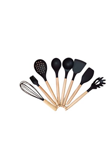 morponi 8 Piece Black Ladle Set Kitchen Serving Set