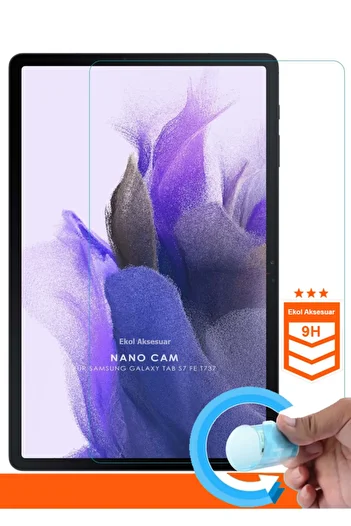 Ekolaks Samsung Galaxy Tab S7 Fe Sm-t733 Nano Shatterproof Glass 9h Screen Protector Transparent
