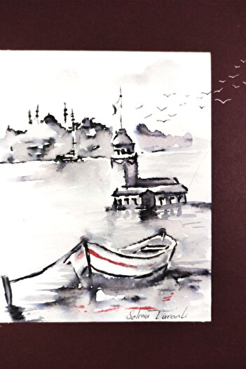 CARNİELLA Manzara Sulu Boya Dekoratif Tablo -şövaleli 19x19 Cm