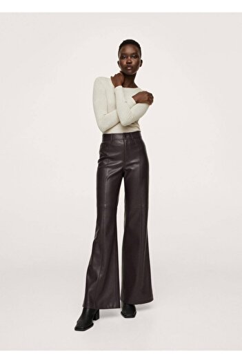 MANGO Woman Women's Sand Beige Long Sleeve Corduroy T-Shirt