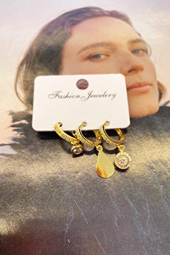 BAHELS Women's Gold Color 3-Piece Hoop Earring Set