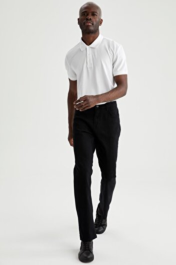 DeFacto Diago Comfort Fit High Waist Tube Leg Black Jean Trousers