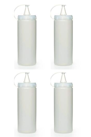 Buffer ® 4 Pieces Transparent Lid Leak Proof Oil Sauce Bottle Plastic Oil Pot 400 MlAP-9028