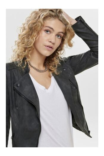 ONLY Onlava 15102997   Women's Black Faux Leather Biker Otw Noos