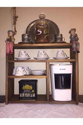 AnkaWood Countertop Coffee Machine Stand Solid Wood Stand Coffee Cup Holder Coffee Pot Sugar Holder