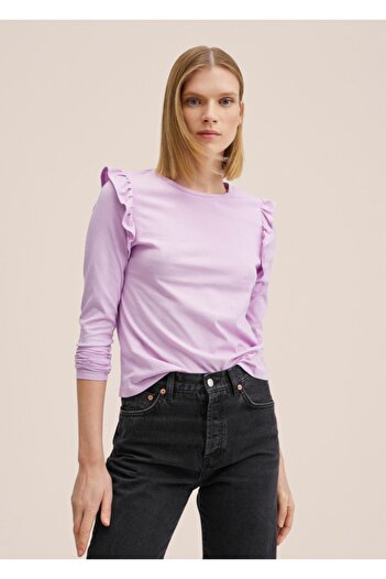 MANGO Woman Ruffle Cotton T-Shirt