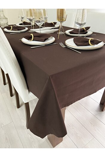 Zeren Home Liquid Proof Care Free Table Cloth Brown 13 Pieces