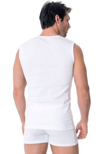 DOREA Men's White 3 Pieces Cotton Ribbed Sleeveless V-Neck Undershirt