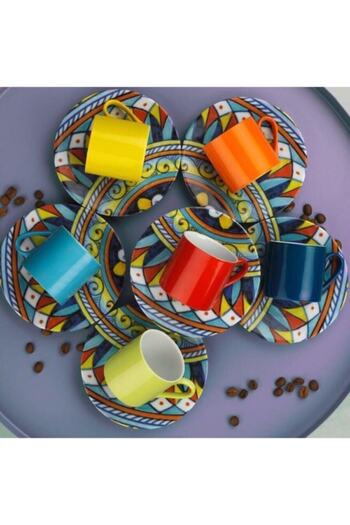 Kütahya Porselen Dream Coffee Set for 6 People Colorful