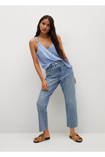 MANGO Woman Top de damă Sky Blue 100% in