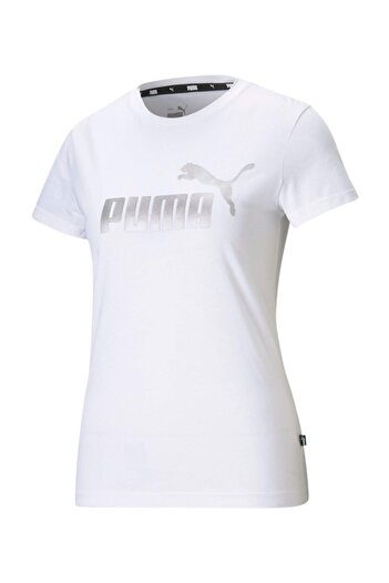 Puma Ess Metallic Logo Tee Women's T-shirt White-silver586890-02