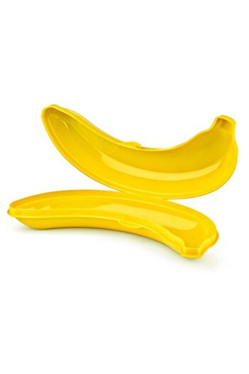 FırsatVar Muz Şeklinde Saklama Kabı Gıda Erzak Saklama Kutusu Plastik Kapaklı