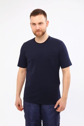 Çamdalı İş Elbiseleri Crew Neck Navy Blue Short Sleeve Single Jersey Work T-Shirt O Neck T-Shirt