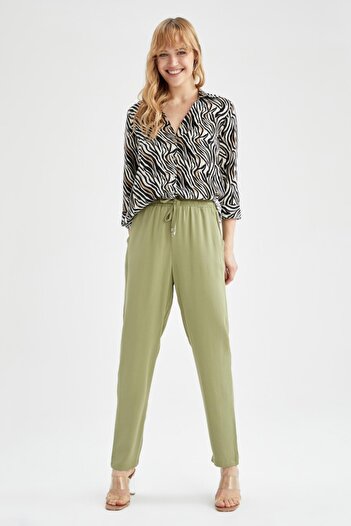 DeFacto Harem Normal Waist Straight Leg Pocket Viscose Trousers