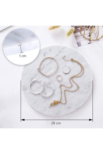 Sümeyra Marble Art رف عرض رخام دائري من فيفا مقاس 28 سم