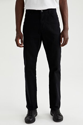 DeFacto Diago Comfort Fit High Waist Tube Leg Black Jean Trousers