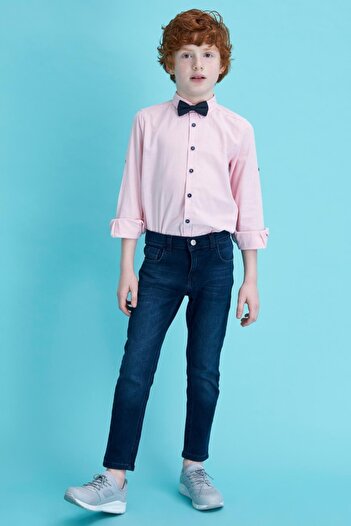 DeFacto Boy's Bow Tie Sleeves Foldable Linen Look Shirt