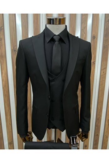 Costtum Men's Wear Men's Plain Black Vest Suit