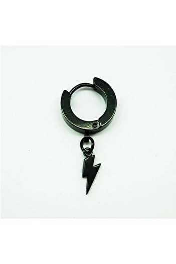 The Collection Mens Black Dangle Lightning Steel Earrings