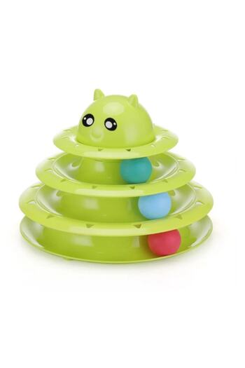 Mixpet Pink Cat Toy - Headed, Three Layers, Rotating Ball, 24.5x19.5 Cm