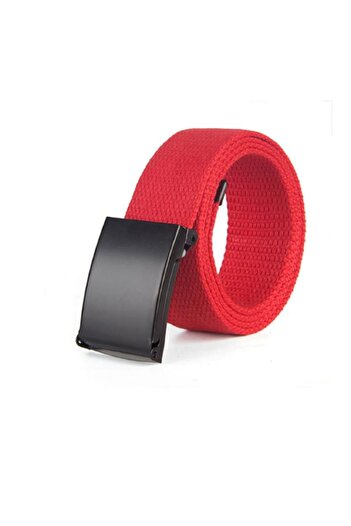 SAR Tactical Style Red Canvas Belt with Metal Buckle