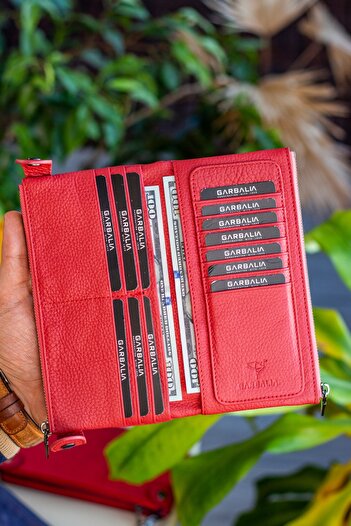 Garbalia Dusty Rose Unisex Portfolio Wallet with Leather Phone Compartment and Handle