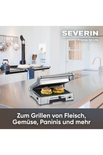 Severin Contact Grill For Toaster Steak And Grill 1.800w, Stainless Steel Brushed Silver