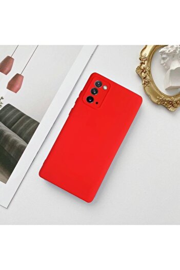 Miscase Samsung Galaxy S20 Fe Lansman Likid Silikon Kamera Korumalı Kılıf Kırmızı