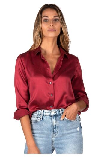 Piola Club Cămașă de damă din satin burgundy