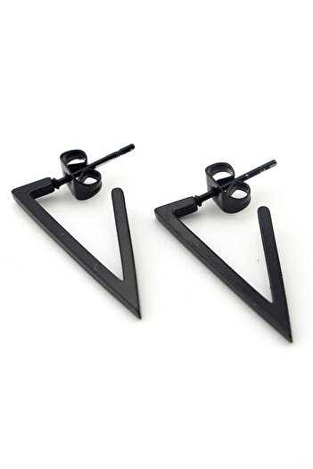 Solfera Triangle Shaped Stainless Black Steel Unisex Earrings E785
