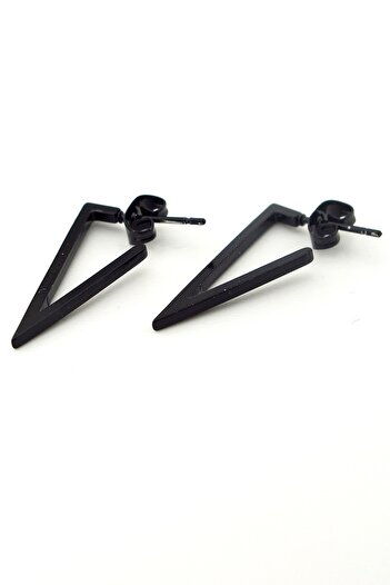 Solfera Triangle Shaped Stainless Black Steel Unisex Earrings E785