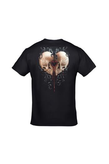 Orijin Tekstil Tricou cu imprimeu unisex negru cu inimă cu craniu, față și spate