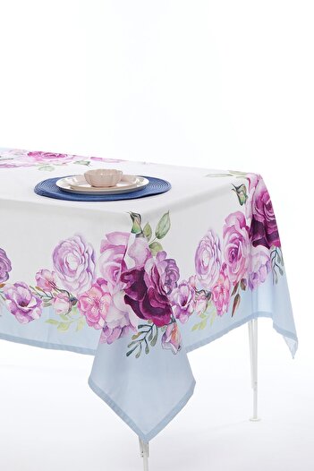 AYSHOME Flower Pattern Stain Resistant Woven Fabric Tablecloth 145x145 cm