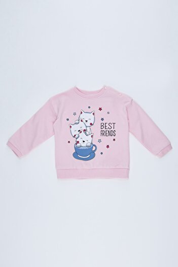 DeFacto Kız Bebek Regular Fit Baskılı Bisiklet Yaka Sweatshirt
