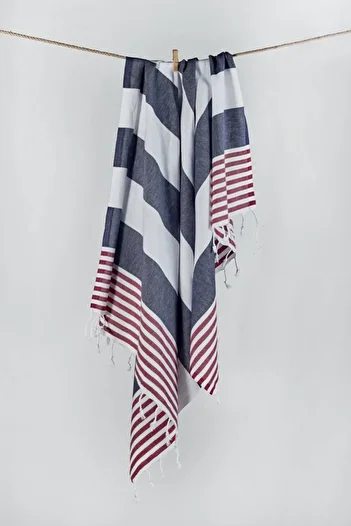 Denizli Concept Red Navy Blue Sultan Marine Peshtemal