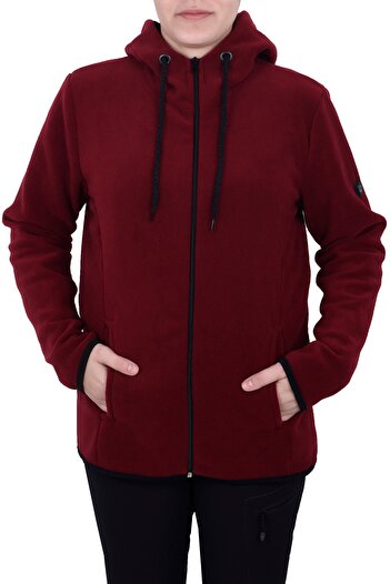 GHASSY CO. Women's Burgundy Hooded Zippered Fleece Sweatshirt