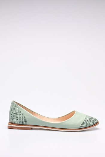 ROVIGO Women's Green Genuine Leather Ballerinas