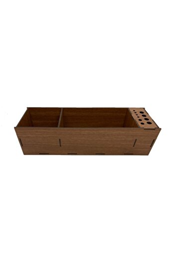 Notpa Wooden Brown Desktop 8-Piece Acrylic Organizer