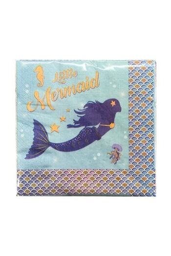 turkuaz parti 16 Pieces Mermaid Theme - Double Layer Paper Napkin