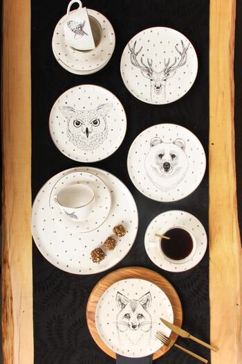 Porland Forest 13 Piece Cake Tea Set for 4 People