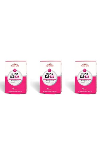 New Life Mena K2+d3 Natural Vitamin 30 Capsule 3-Pack
