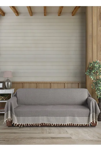 Lux Touch Milky Coffee Handles Covering Organic Buldan Cloth Oversized Bergama 180 X 300 cm Sofa Sofa Cover