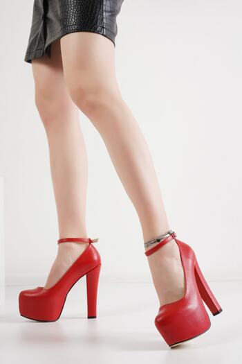 MASSOLE Platform Red Skin Leather New Season Stylish Handmade Domestic Production